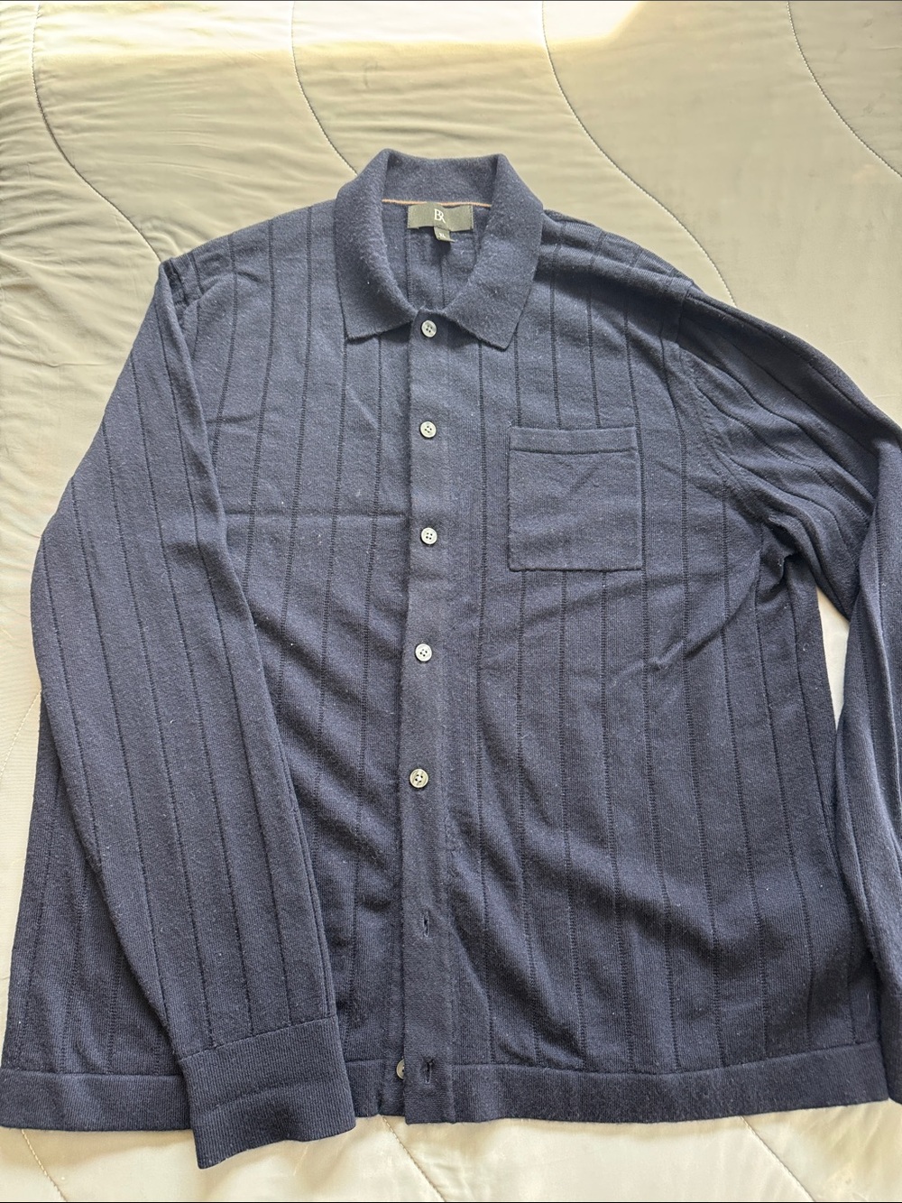 Banana Republic Navy Knit Button-Down Shirt